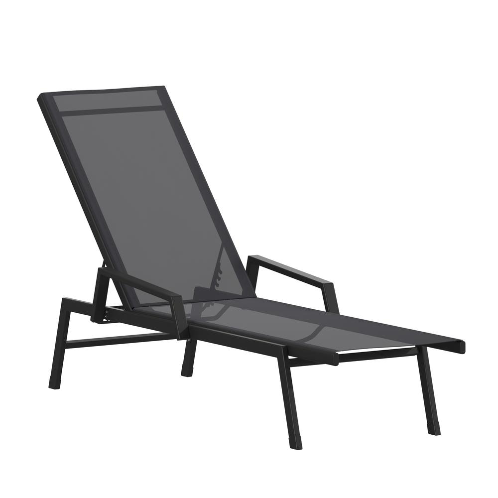 Modern Outdoor Chaise Lounge Chair with Arms. Picture 3