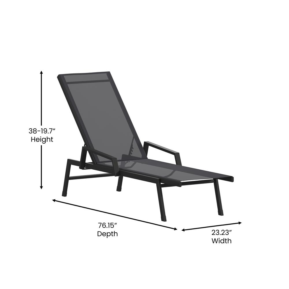 Modern Outdoor Chaise Lounge Chair with Arms. Picture 8