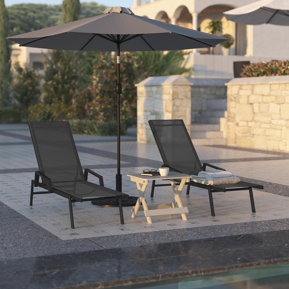 Modern Outdoor Chaise Lounge Chair with Arms. Picture 4