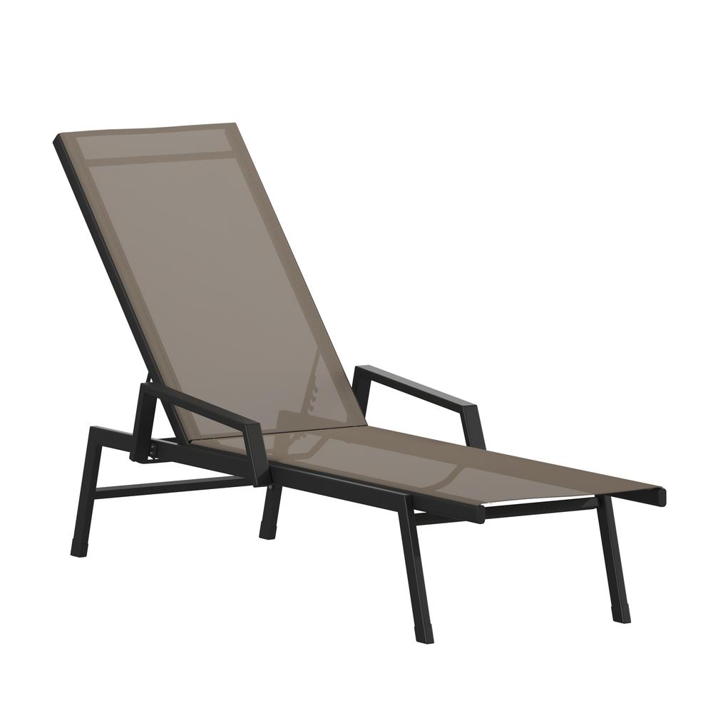 Modern Outdoor Chaise Lounge Chair with Arms. Picture 3