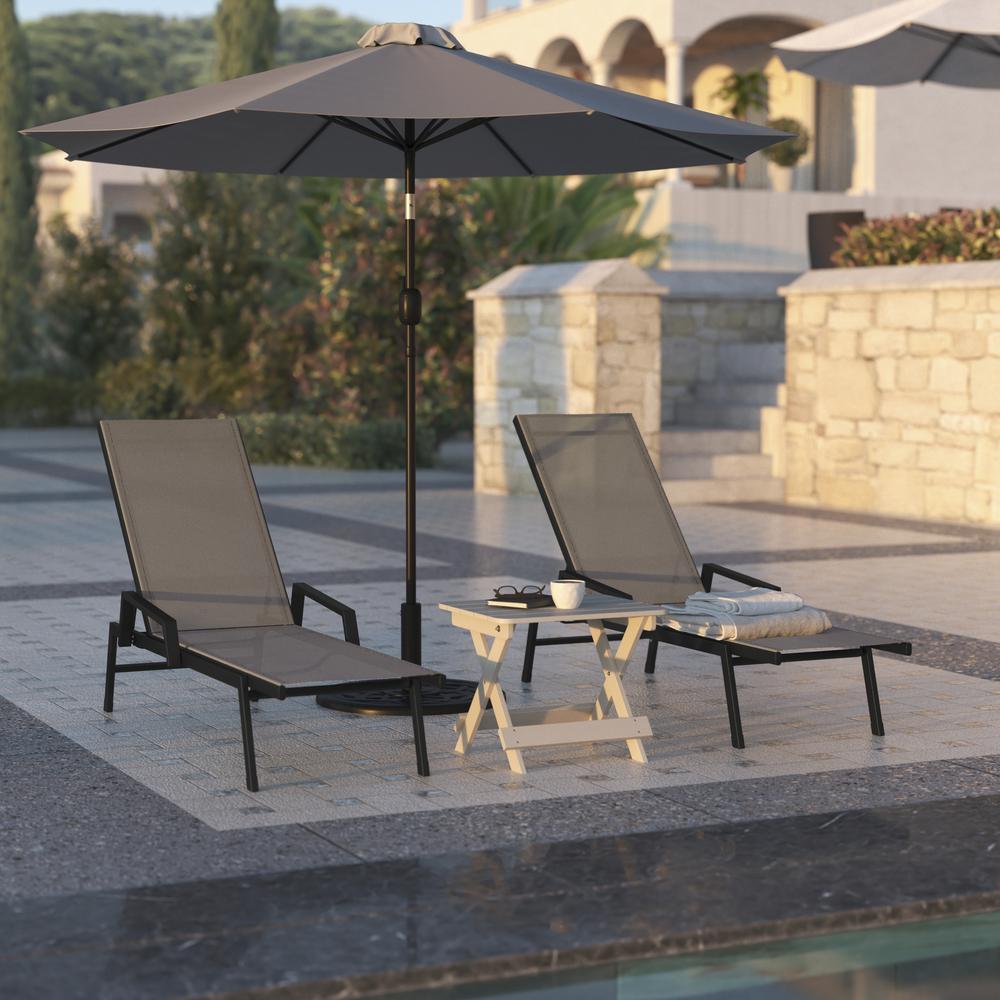 Modern Outdoor Chaise Lounge Chair with Arms. Picture 4
