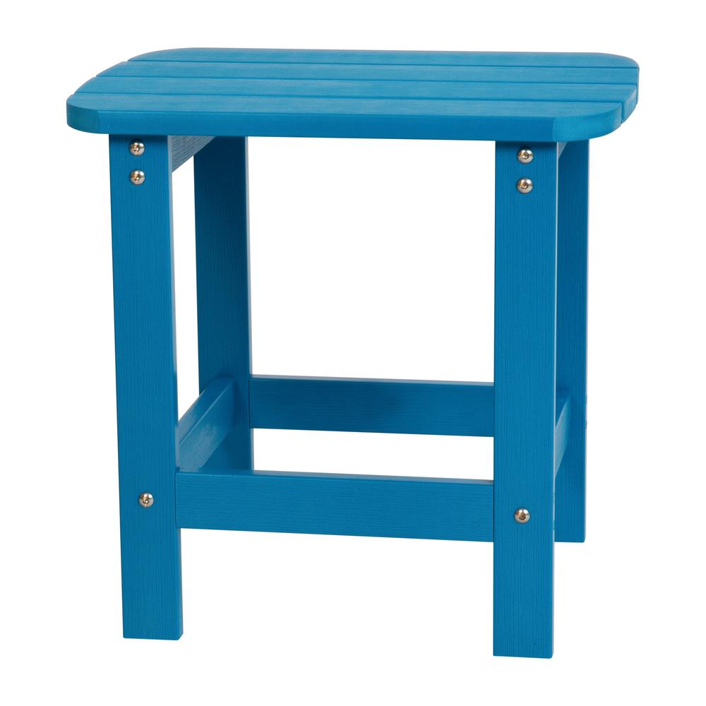 All-Weather Poly Resin Wood Adirondack Side Table in Blue. Picture 2