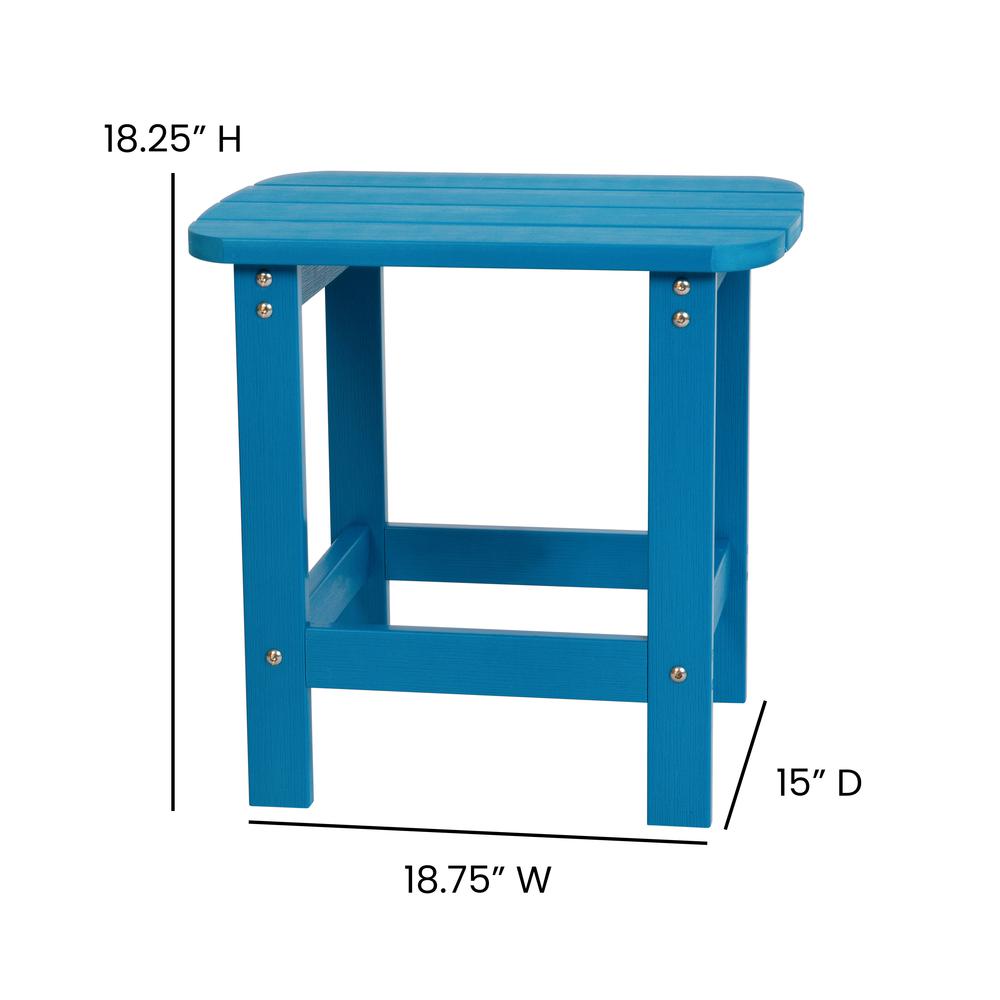 All-Weather Poly Resin Wood Adirondack Side Table in Blue. Picture 5