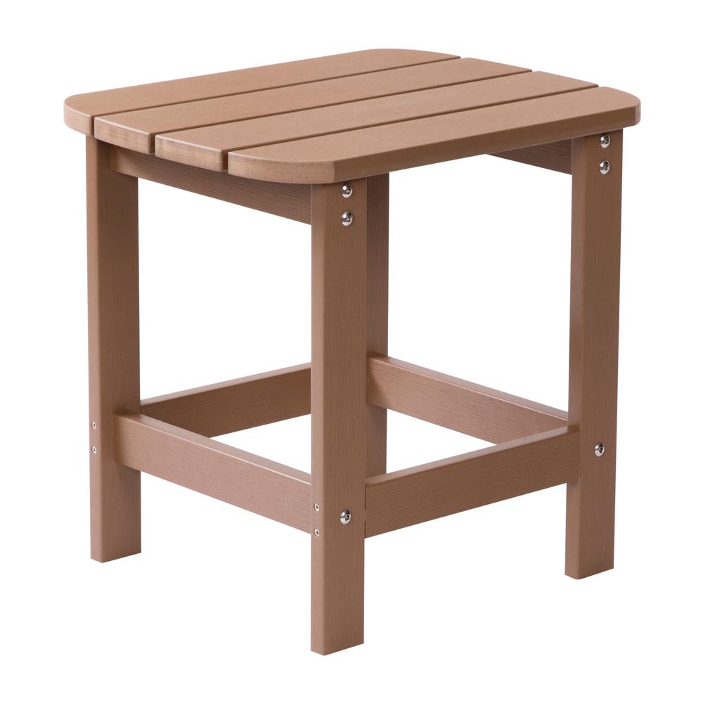All-Weather Poly Resin Wood Adirondack Side Table in Natural Cedar. Picture 2