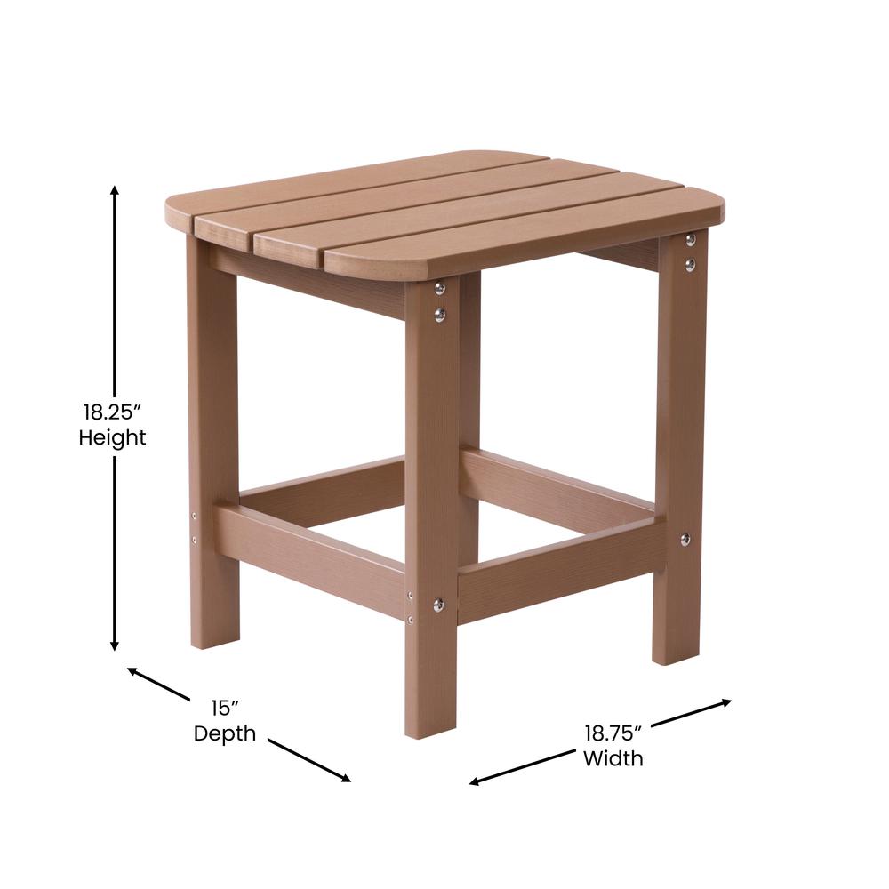All-Weather Poly Resin Wood Adirondack Side Table in Natural Cedar. Picture 5