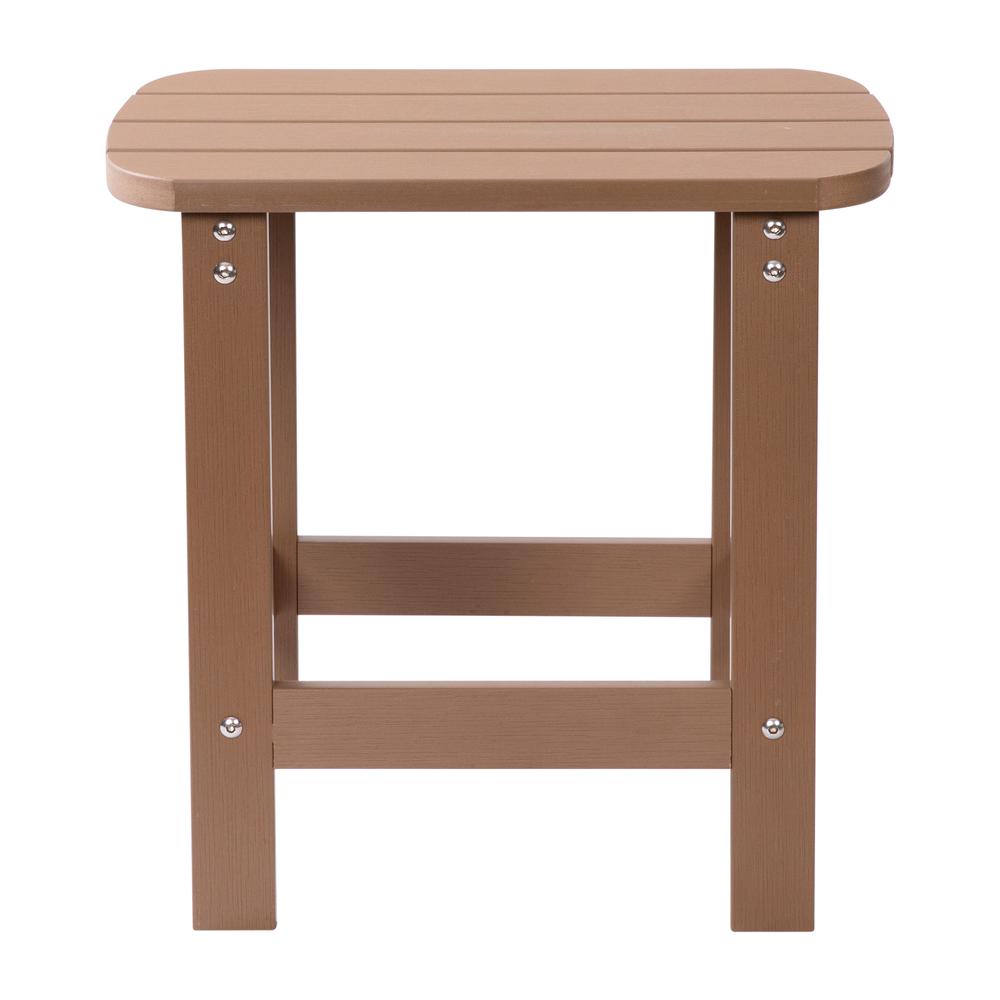 All-Weather Poly Resin Wood Adirondack Side Table in Natural Cedar. Picture 9