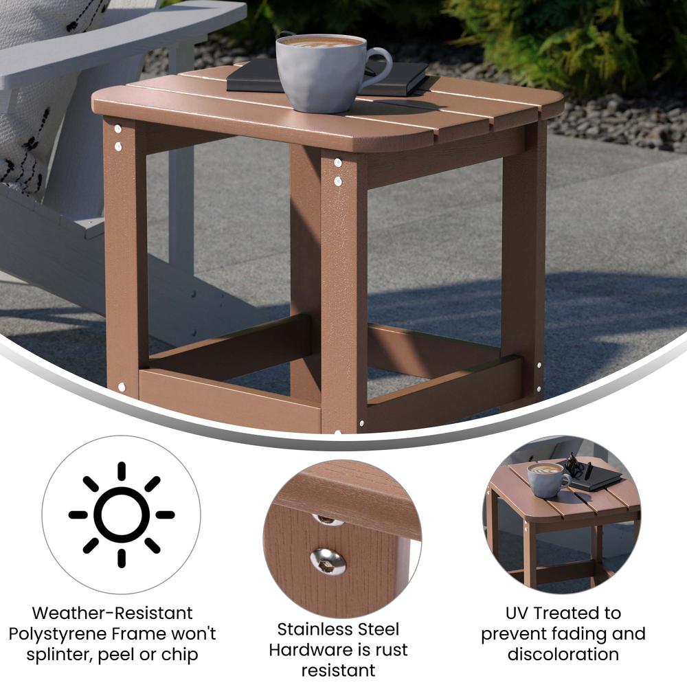 All-Weather Poly Resin Wood Adirondack Side Table in Natural Cedar. Picture 4