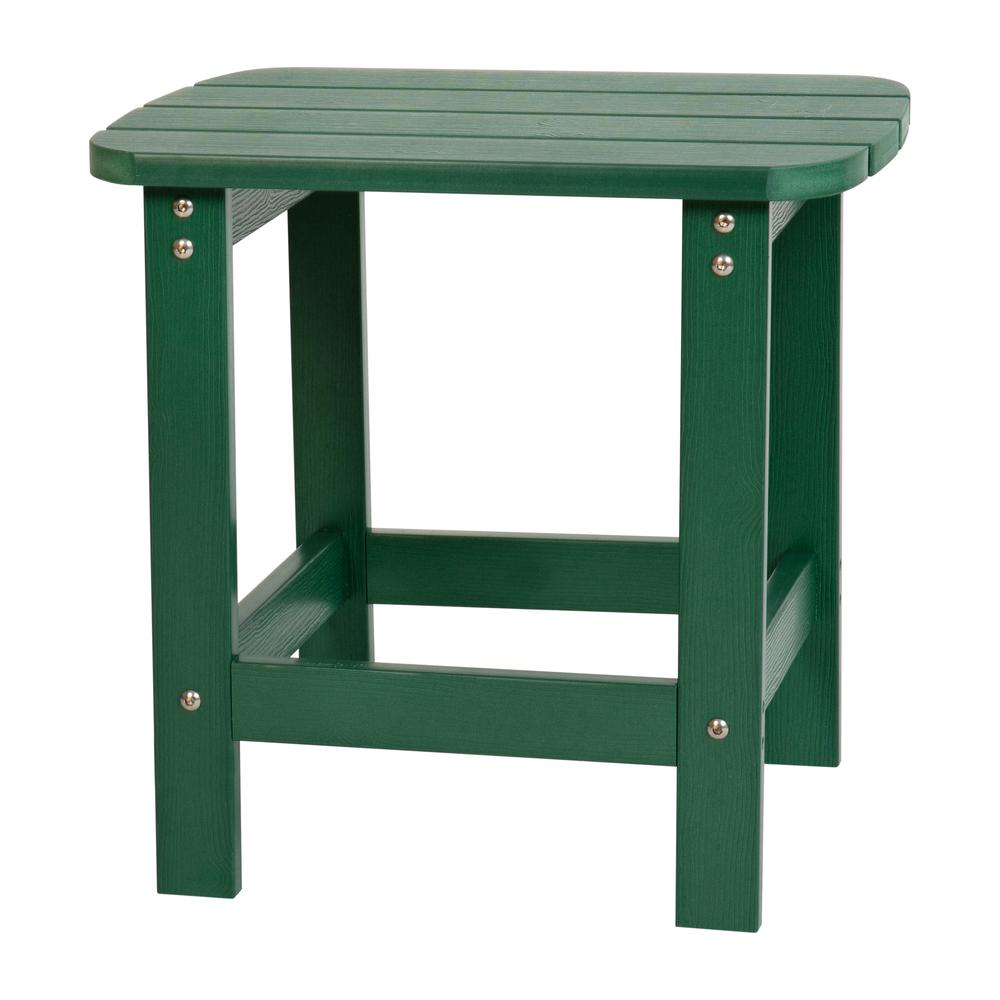 All-Weather Poly Resin Wood Adirondack Side Table in Green. Picture 2