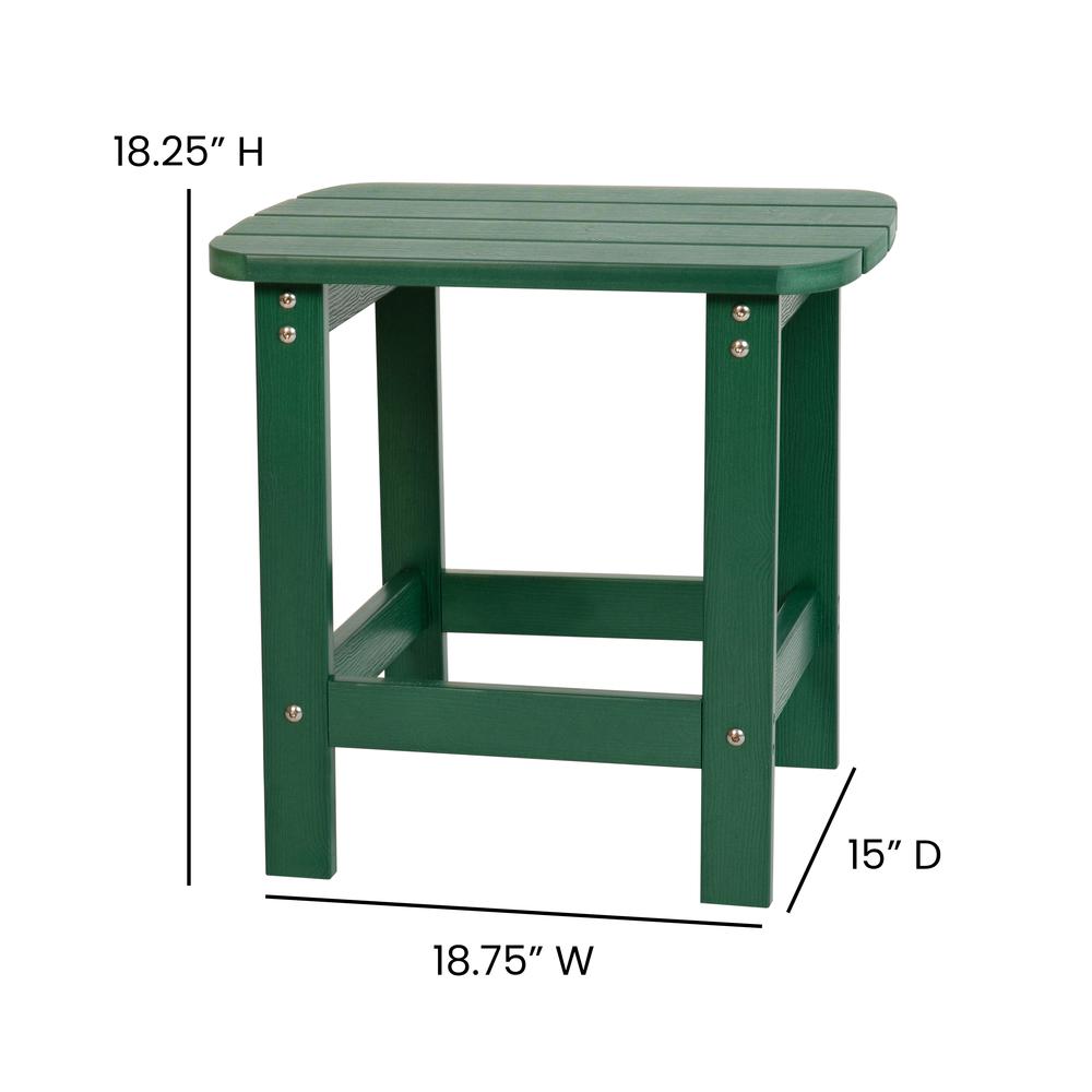 All-Weather Poly Resin Wood Adirondack Side Table in Green. Picture 5