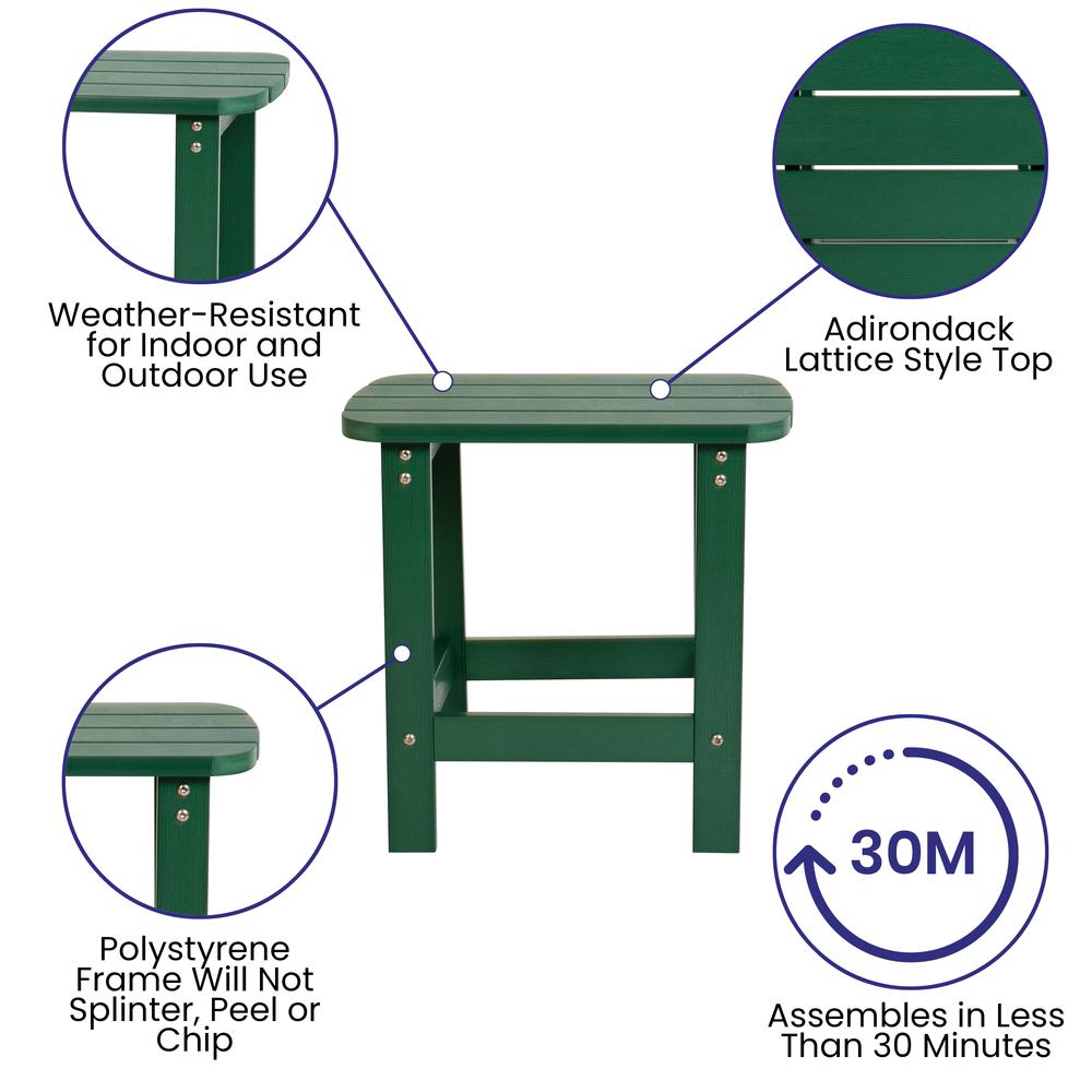 All-Weather Poly Resin Wood Adirondack Side Table in Green. Picture 4