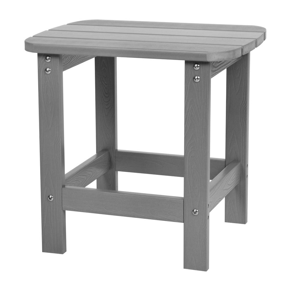 All-Weather Poly Resin Wood Adirondack Side Table in Gray. Picture 2