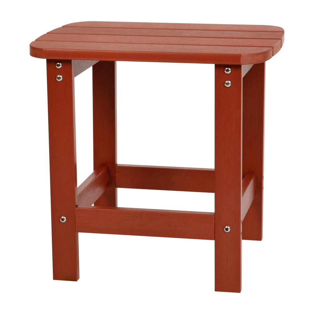 All-Weather Poly Resin Wood Adirondack Side Table in Red. Picture 2