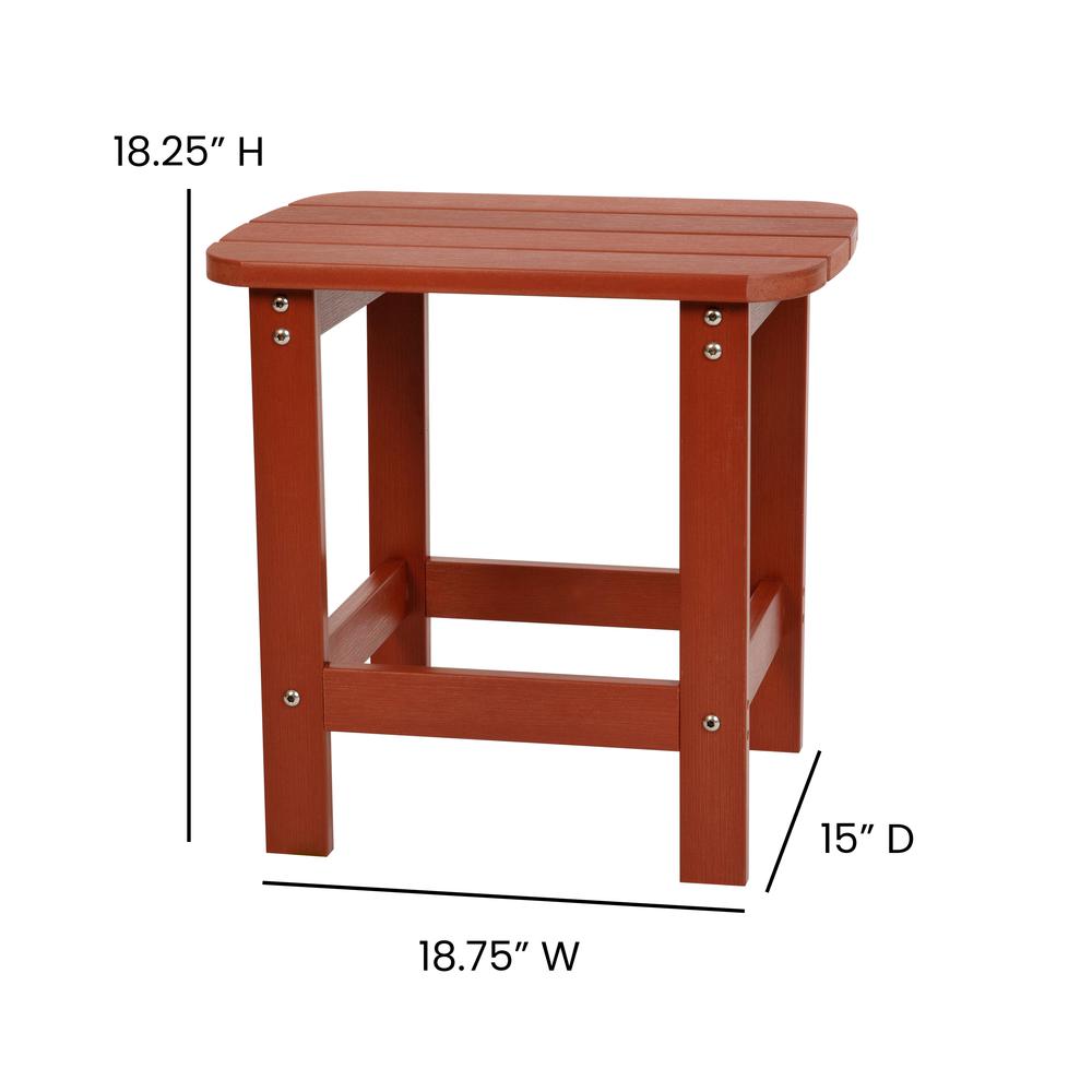 All-Weather Poly Resin Wood Adirondack Side Table in Red. Picture 5