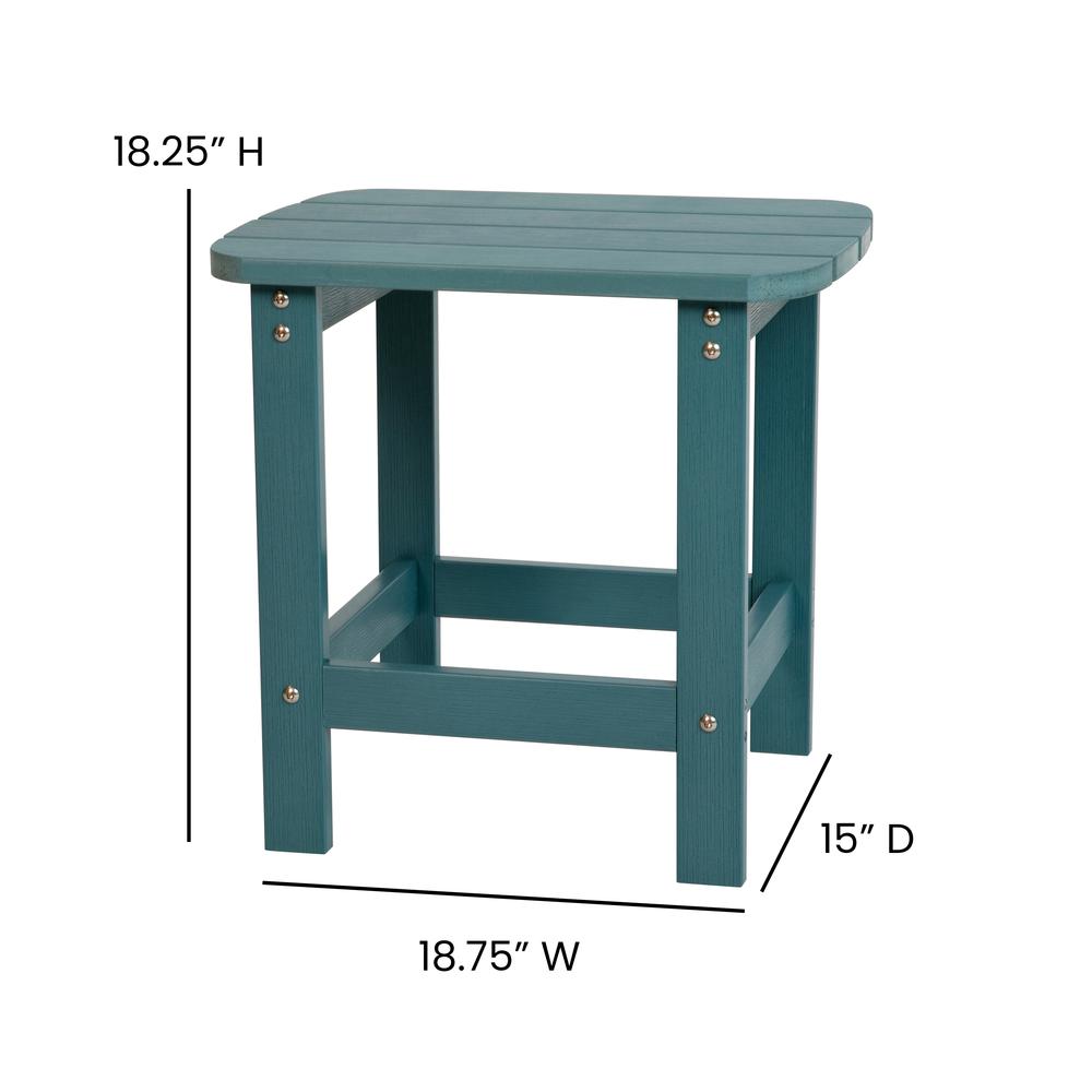 All-Weather Poly Resin Wood Adirondack Side Table in Sea Foam. Picture 5