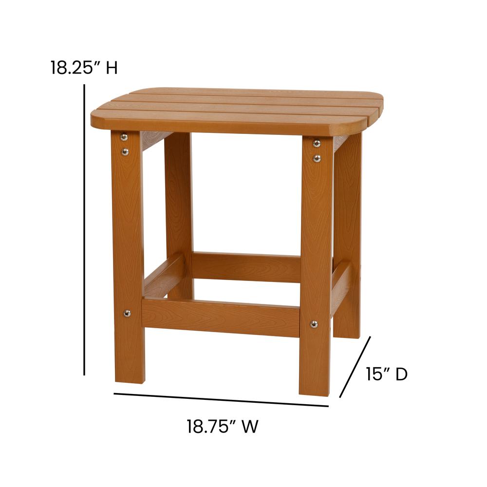 All-Weather Poly Resin Wood Adirondack Side Table in Teak. Picture 5