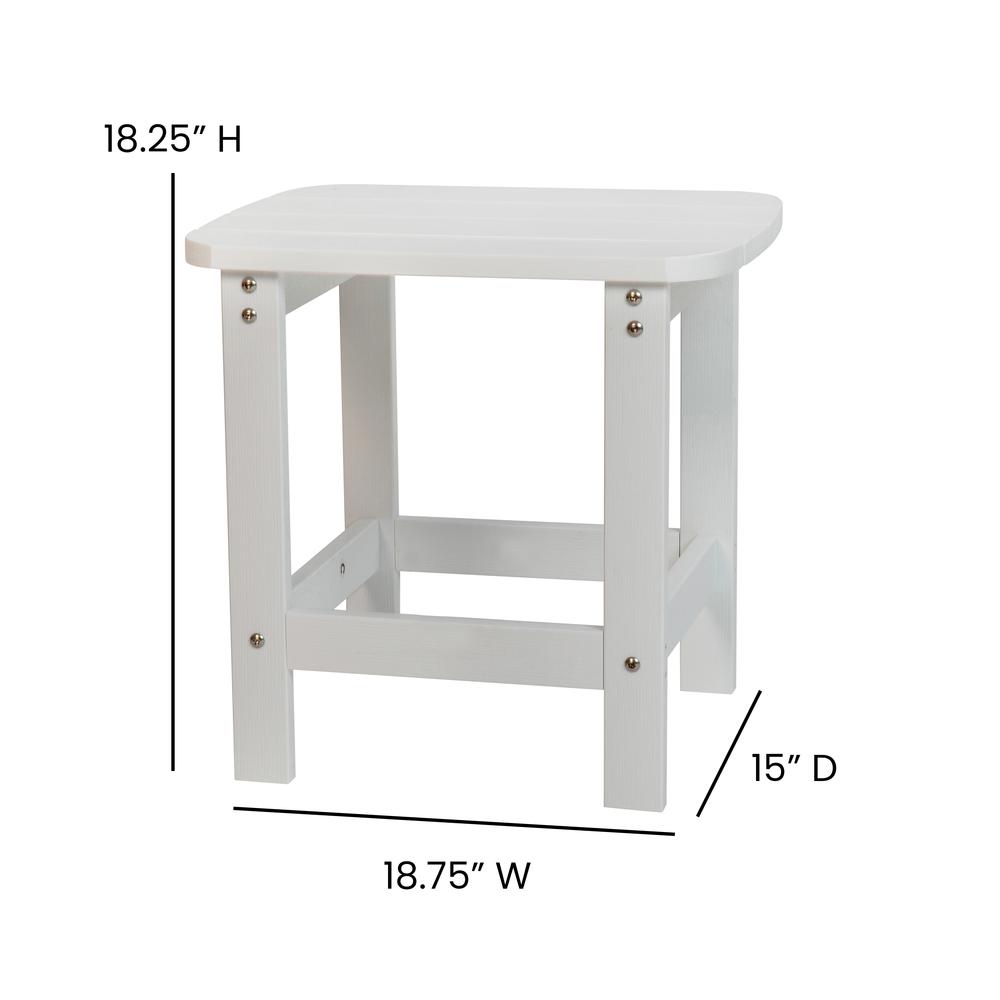 All-Weather Poly Resin Wood Adirondack Side Table in White. Picture 5