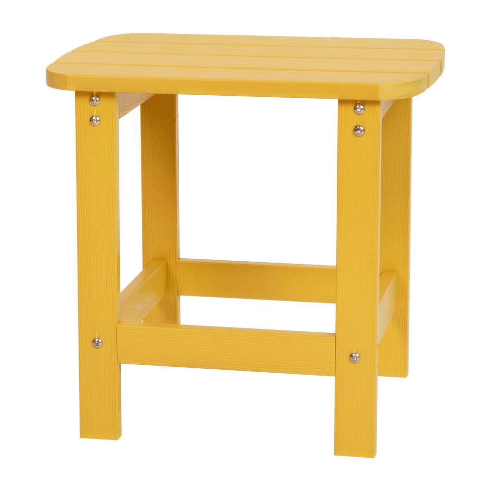 All-Weather Poly Resin Wood Adirondack Side Table in Yellow. Picture 2