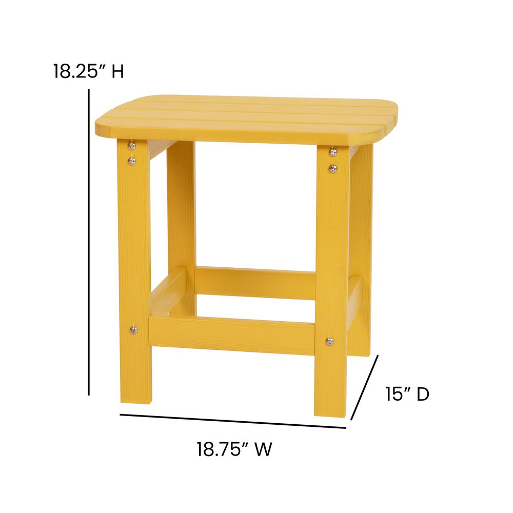 All-Weather Poly Resin Wood Adirondack Side Table in Yellow. Picture 5