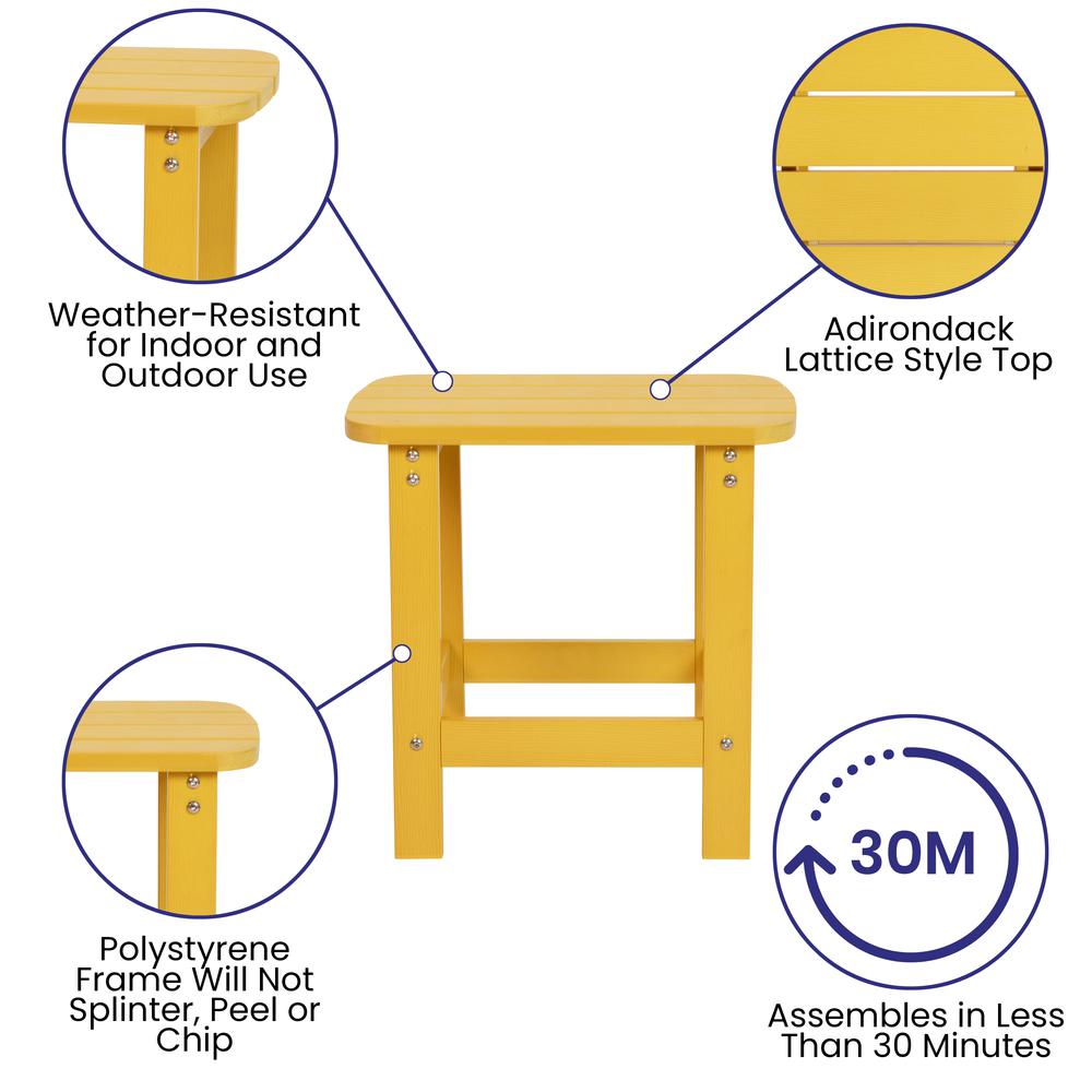 All-Weather Poly Resin Wood Adirondack Side Table in Yellow. Picture 4