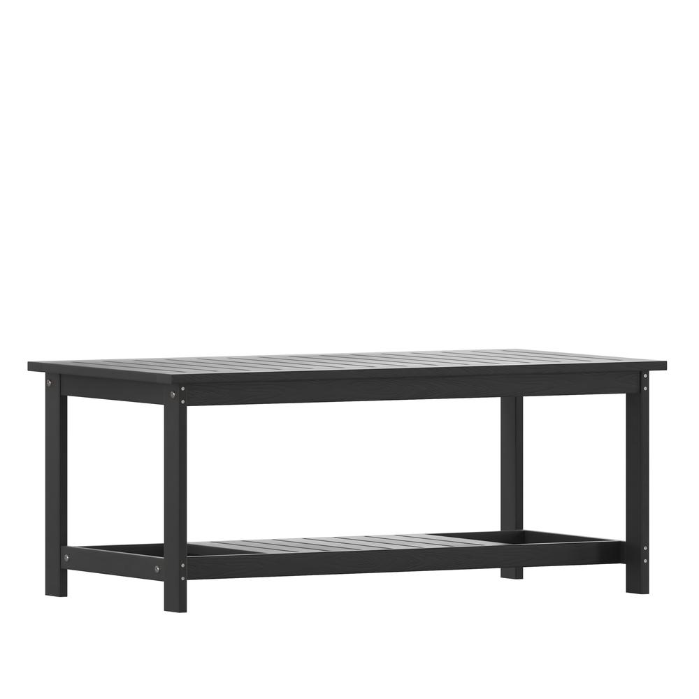 Two Tiered Adirondack Slatted Coffee Conversation Table in Black. Picture 2