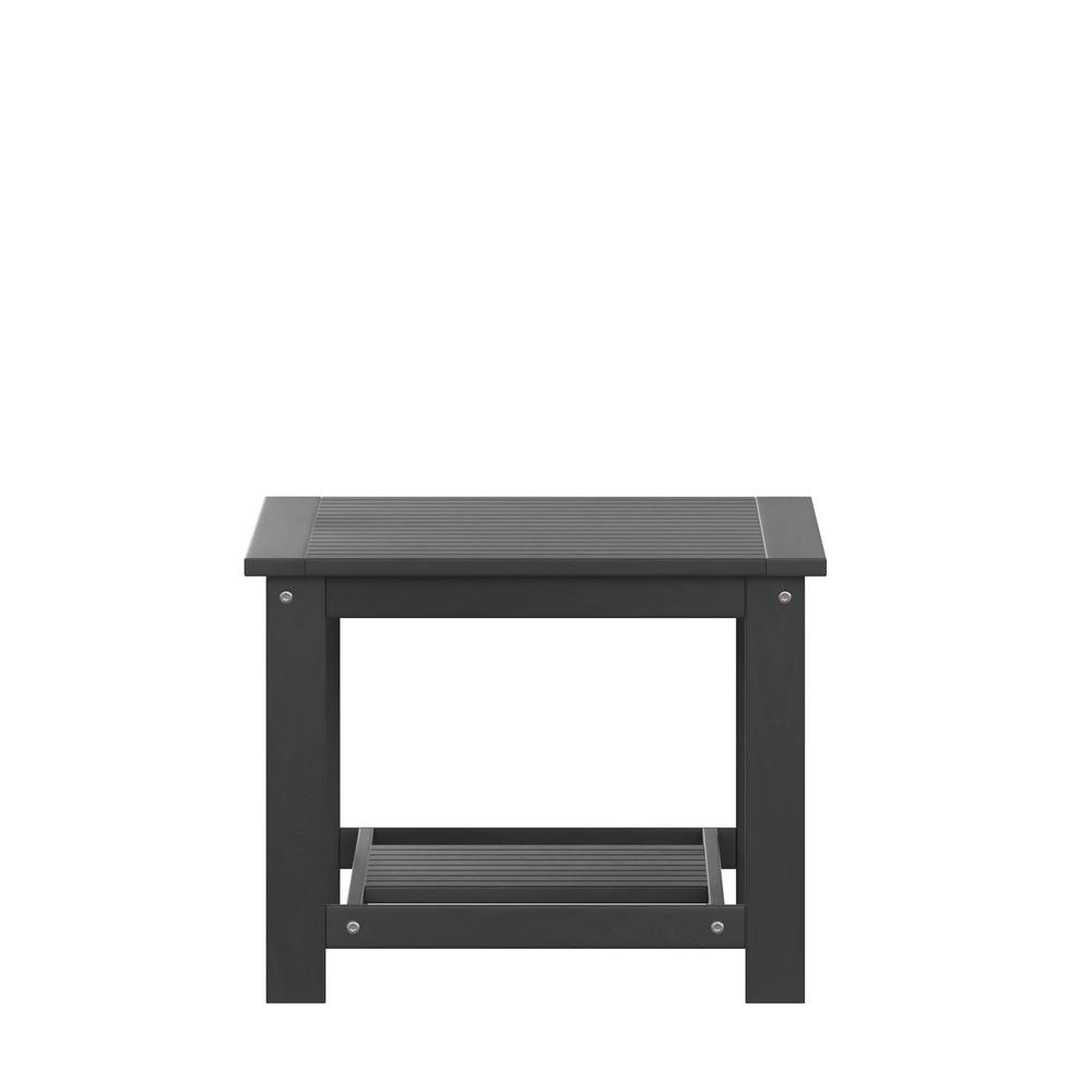 Two Tiered Adirondack Slatted Coffee Conversation Table in Black. Picture 9