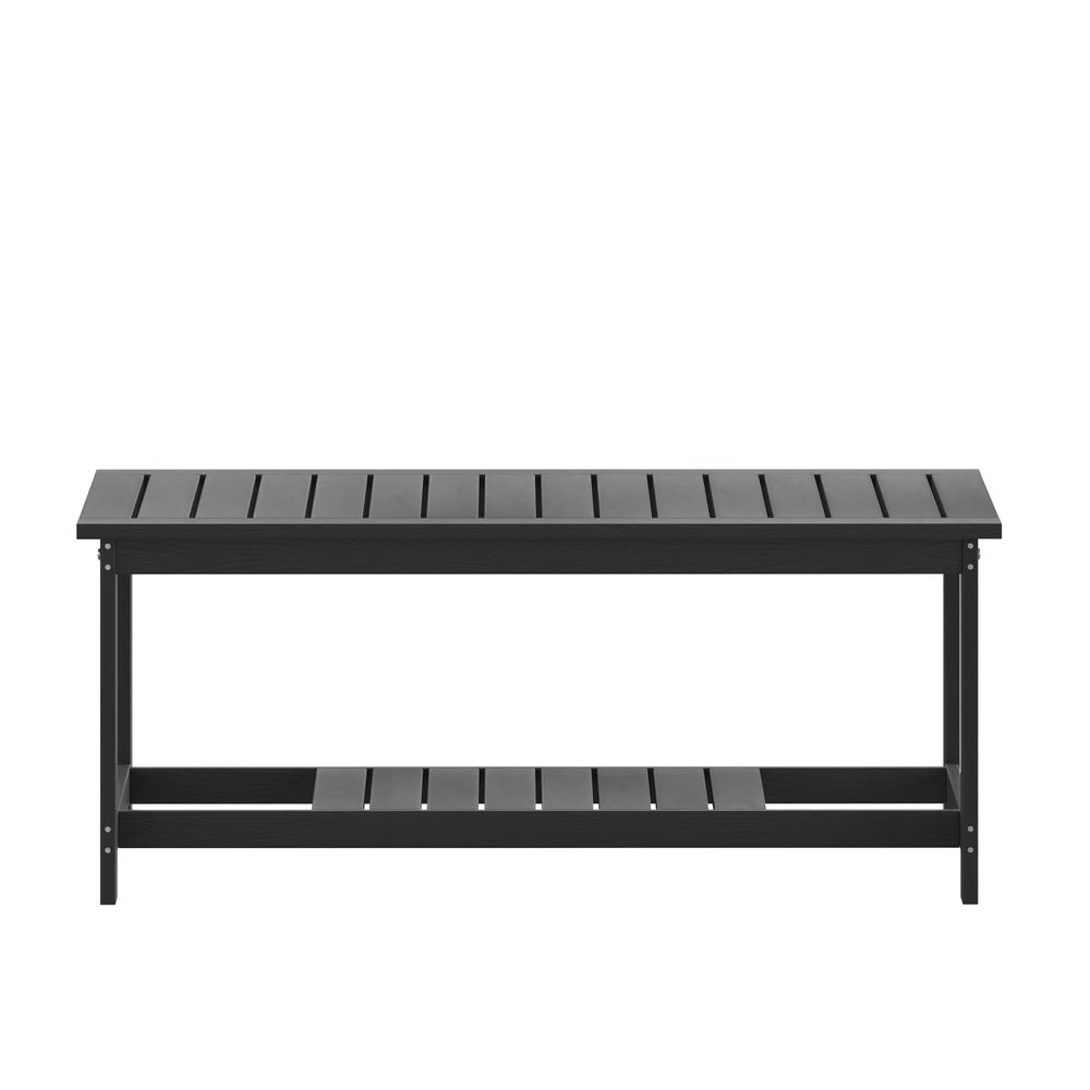 Two Tiered Adirondack Slatted Coffee Conversation Table in Black. Picture 10