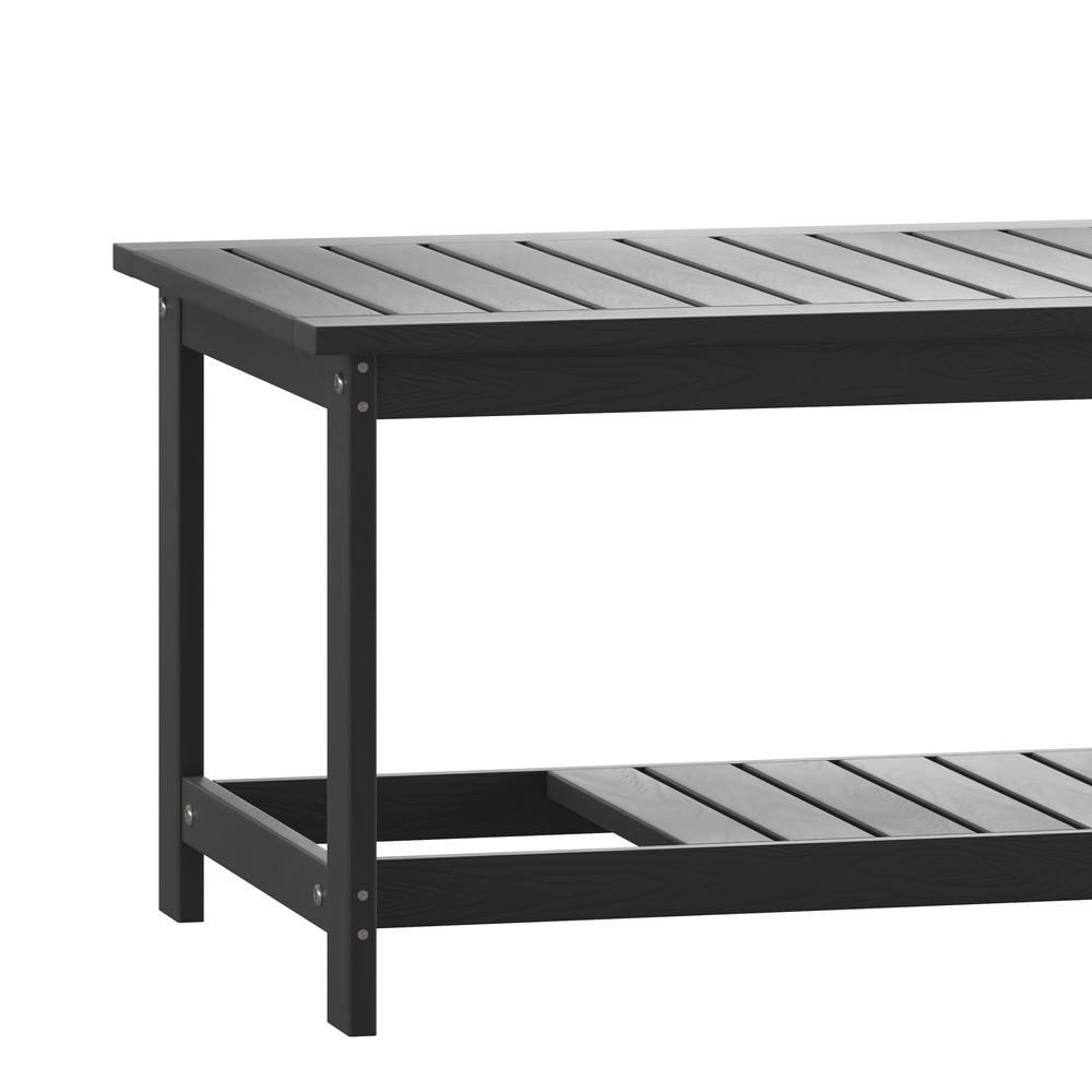 Two Tiered Adirondack Slatted Coffee Conversation Table in Black. Picture 8