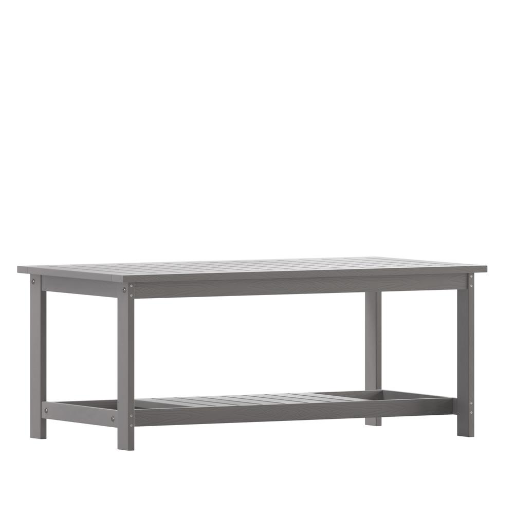 Two Tiered Adirondack Slatted Coffee Conversation Table in Gray. Picture 2