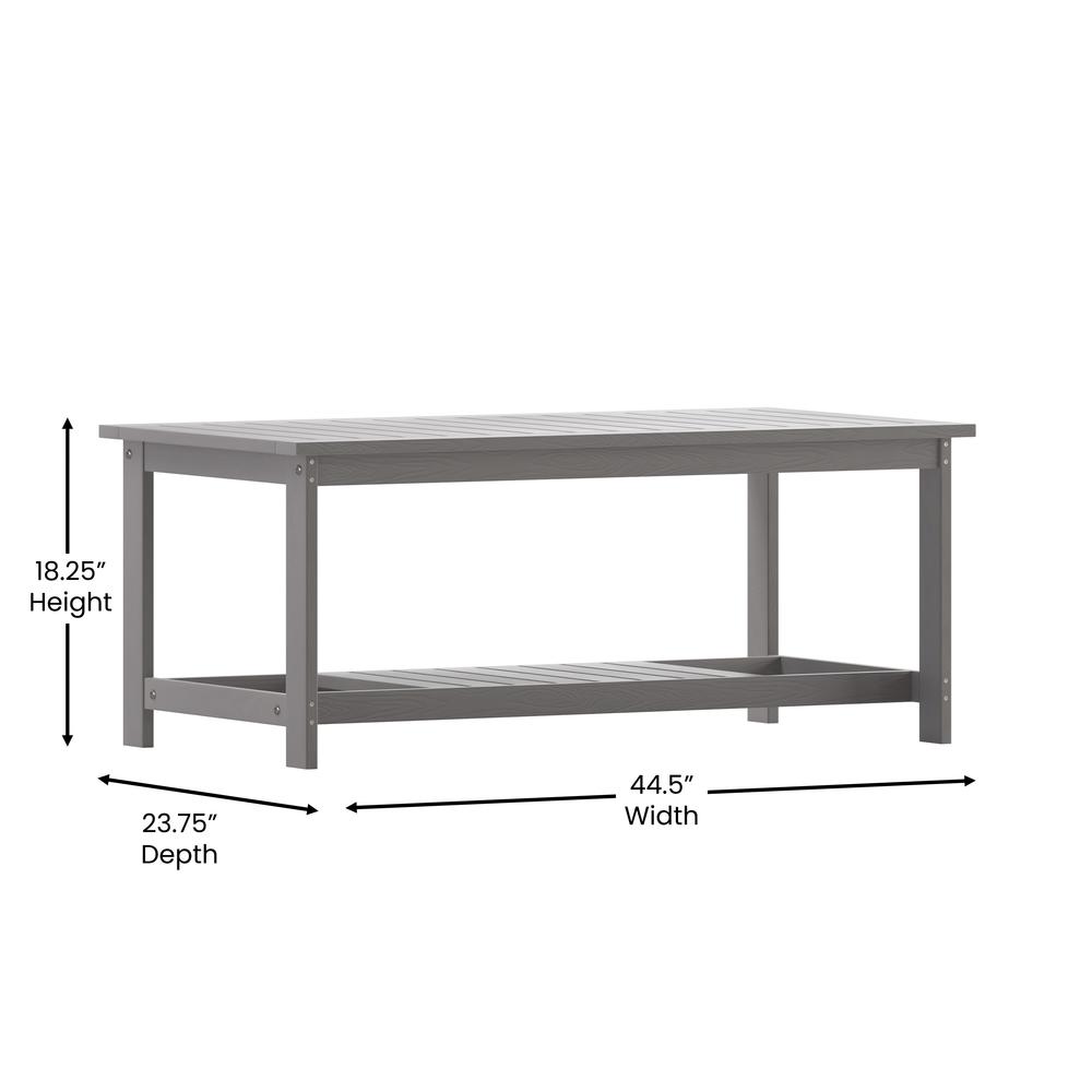Two Tiered Adirondack Slatted Coffee Conversation Table in Gray. Picture 5
