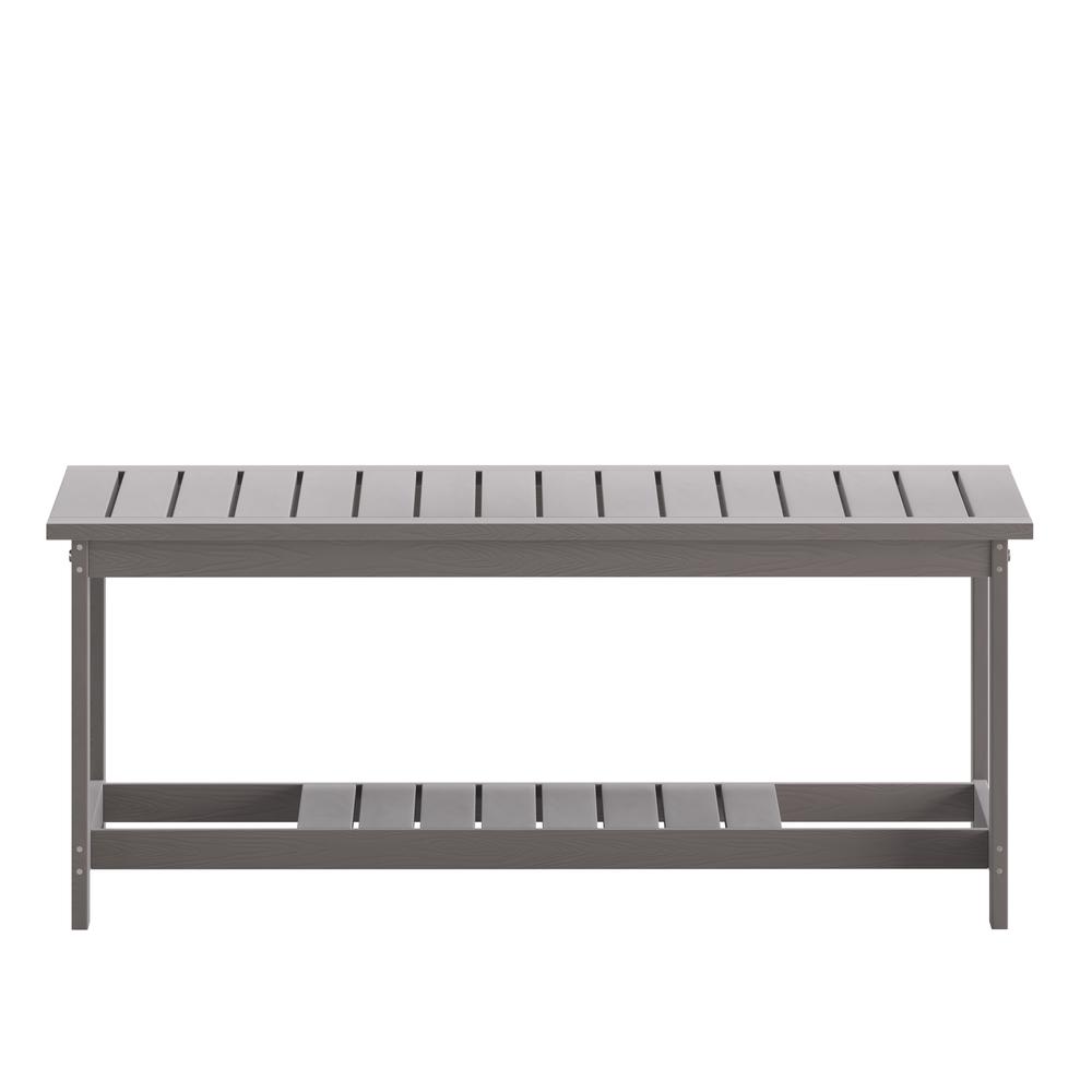 Two Tiered Adirondack Slatted Coffee Conversation Table in Gray. Picture 10