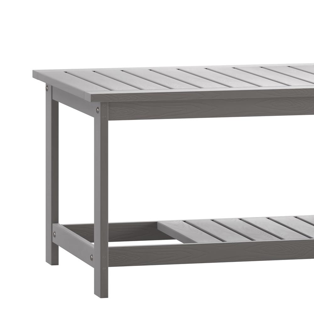 Two Tiered Adirondack Slatted Coffee Conversation Table in Gray. Picture 8