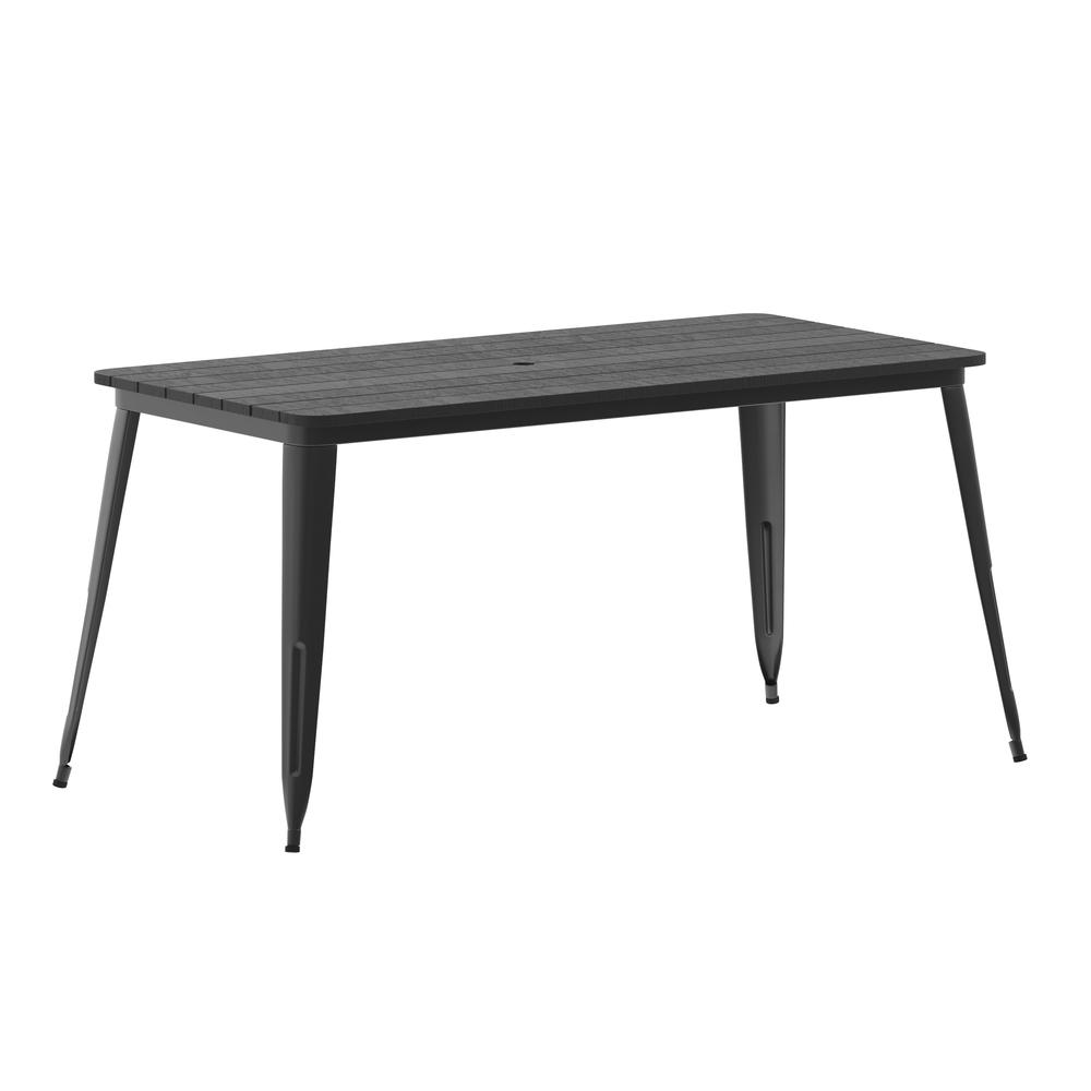 Contemporary 30" x 60" Commercial Dining Table for 6 with Umbrella Hole. Picture 2