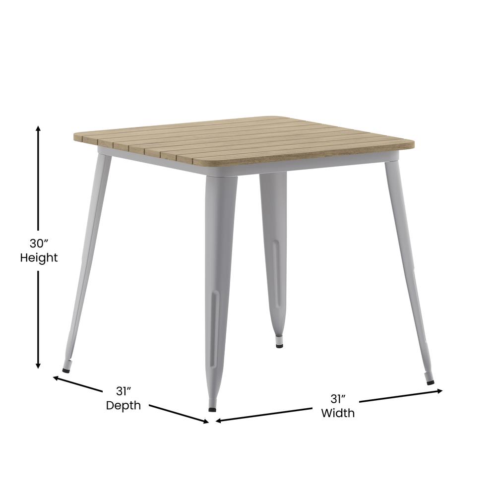 Contemporary 36" Square Commercial Dining Table for 4 with Umbrella Hole. Picture 7