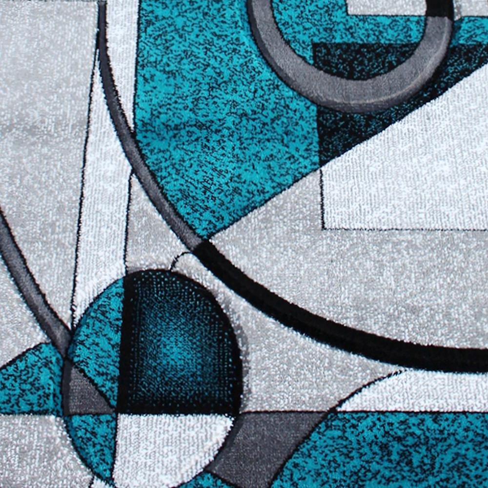 3' x 10' Turquoise Geometric Abstract Area Rug - Olefin Rug. Picture 6