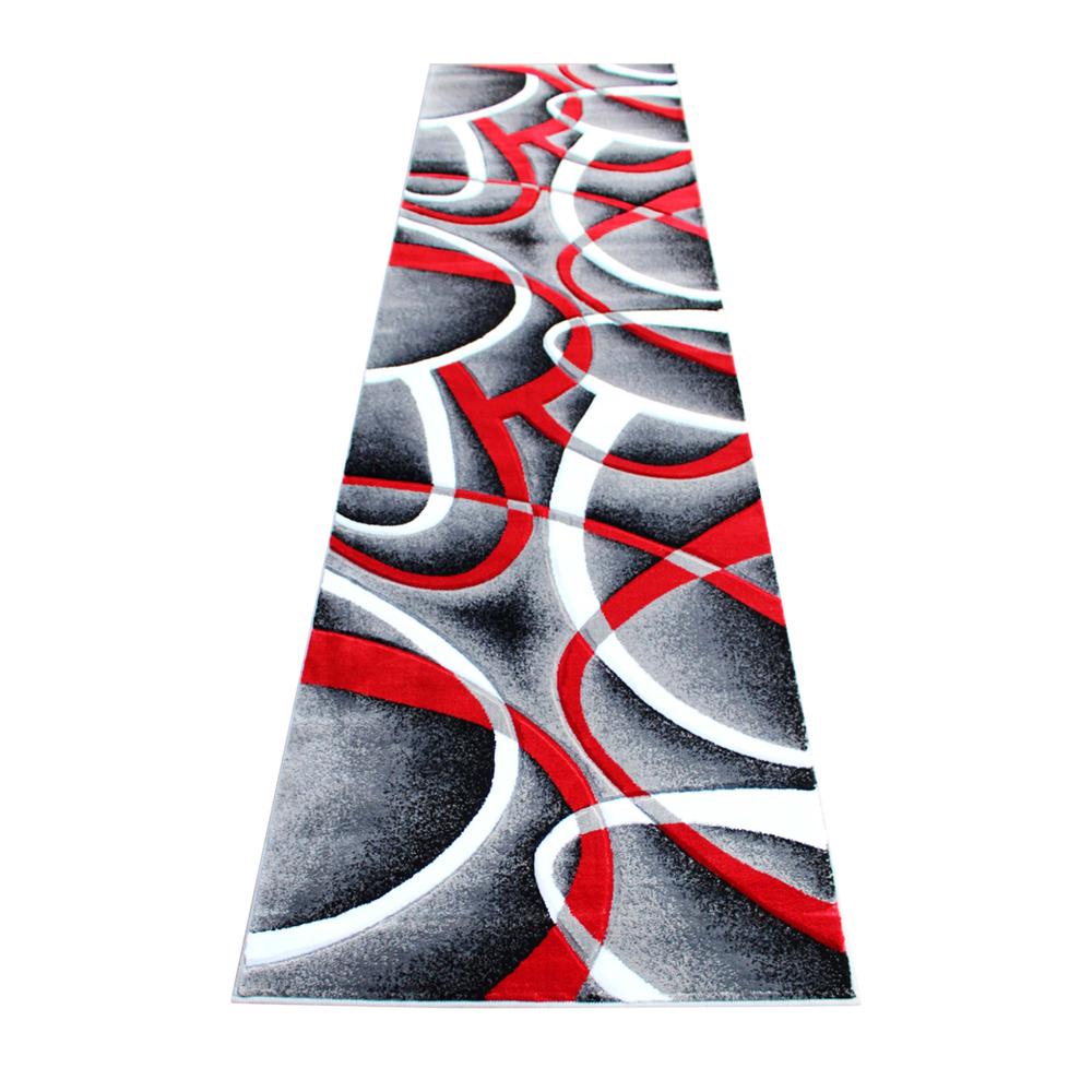 3' x 10' Red Abstract Area Rug - Olefin Rug - Entryway, Living Room or Bedroom. Picture 1