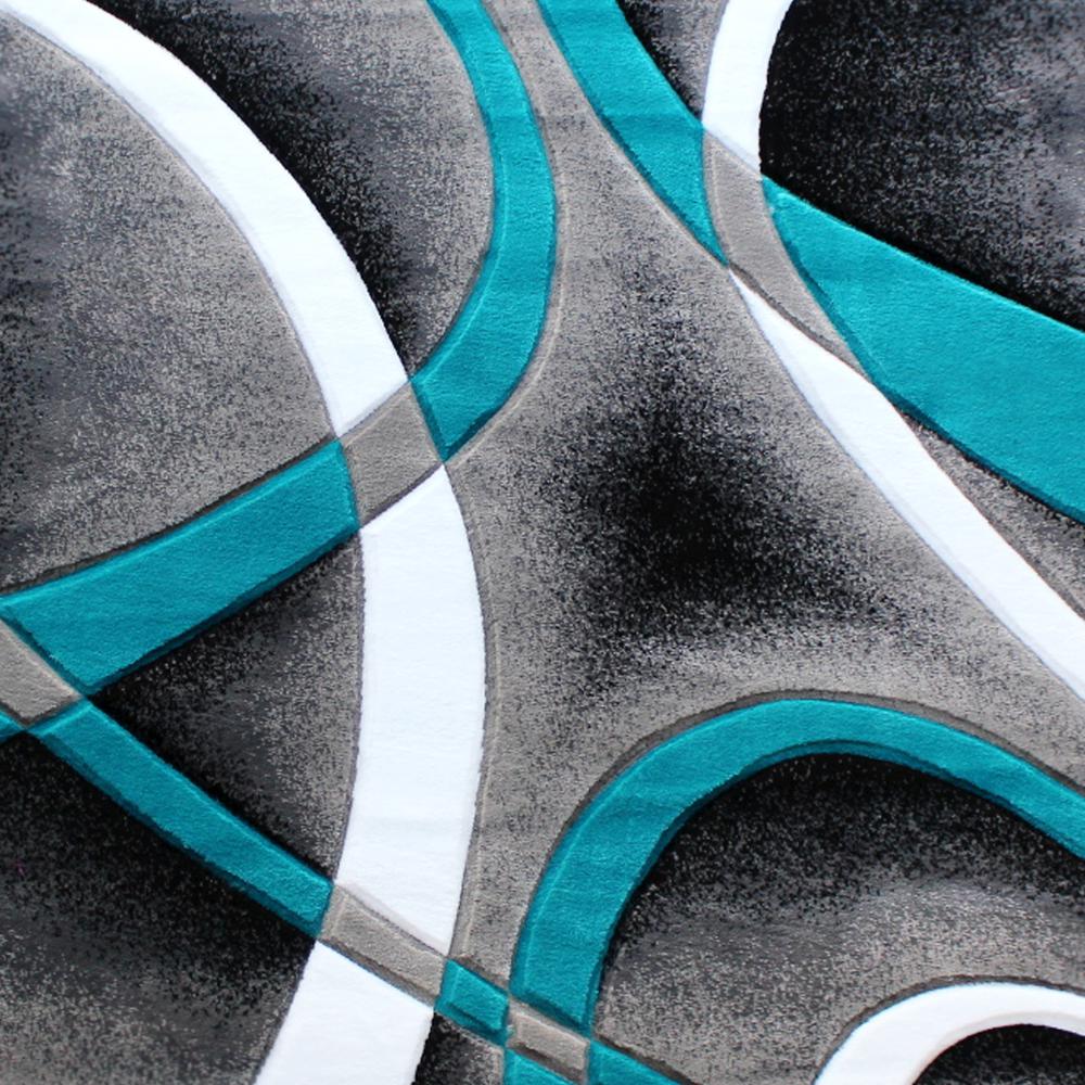 3' x 10' Turquoise Abstract Area Rug - Olefin Rug. Picture 6