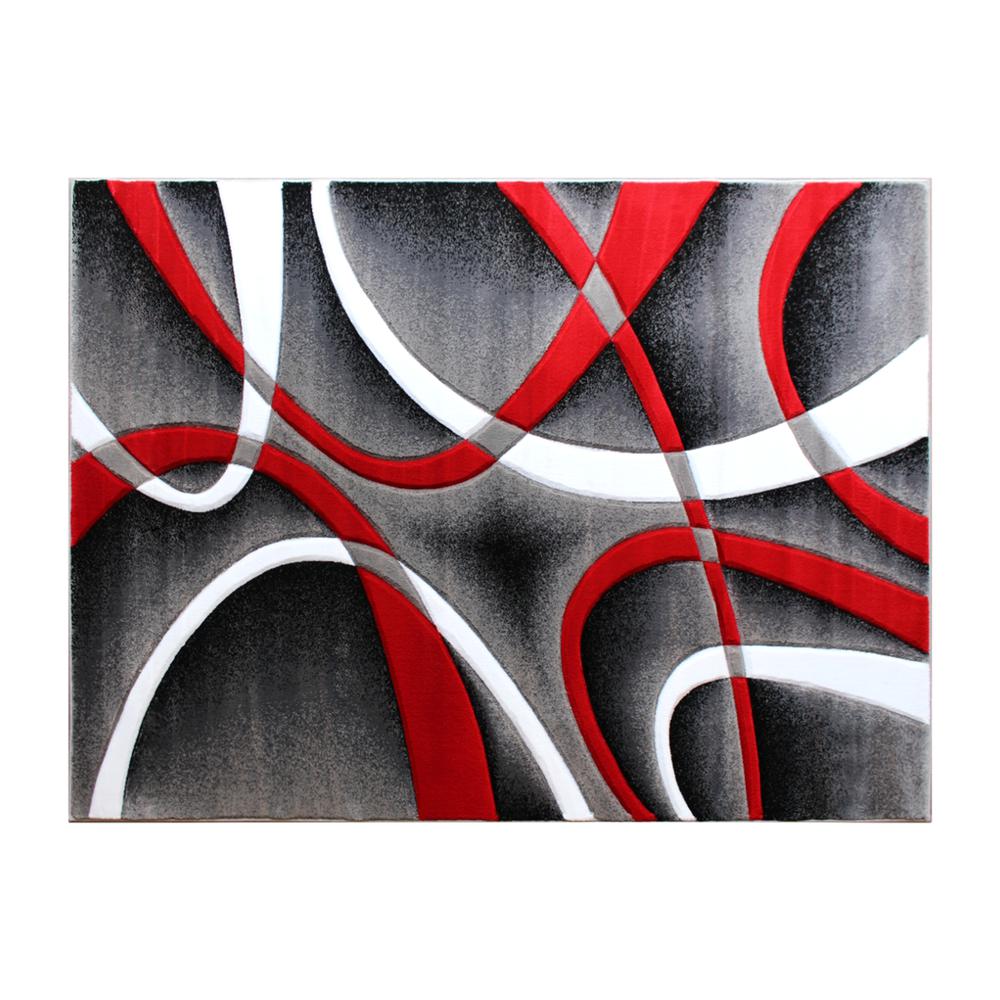 5' x 7' Red Abstract Area Rug - Olefin Rug - Entryway, Living Room or Bedroom. Picture 1