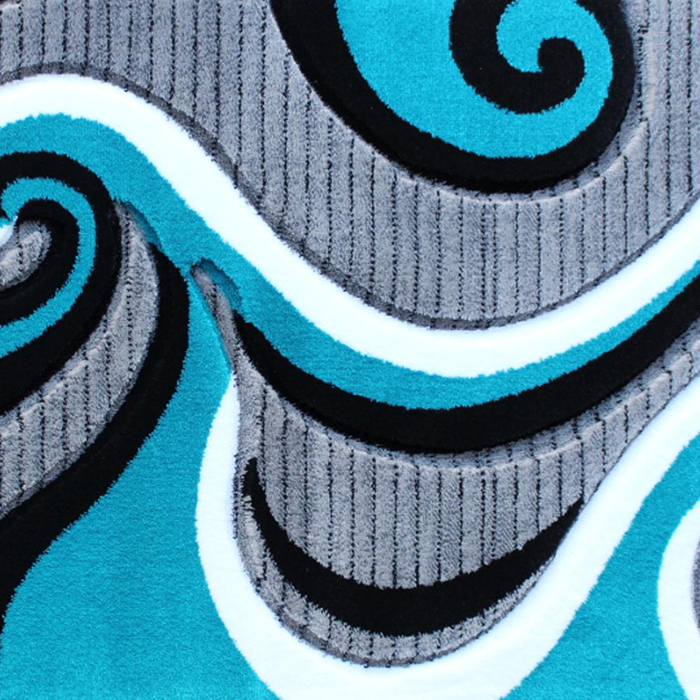 2' x 3' Turquoise Abstract Area Rug - Olefin Rug - Hallway, Entryway, or Bedroom. Picture 7