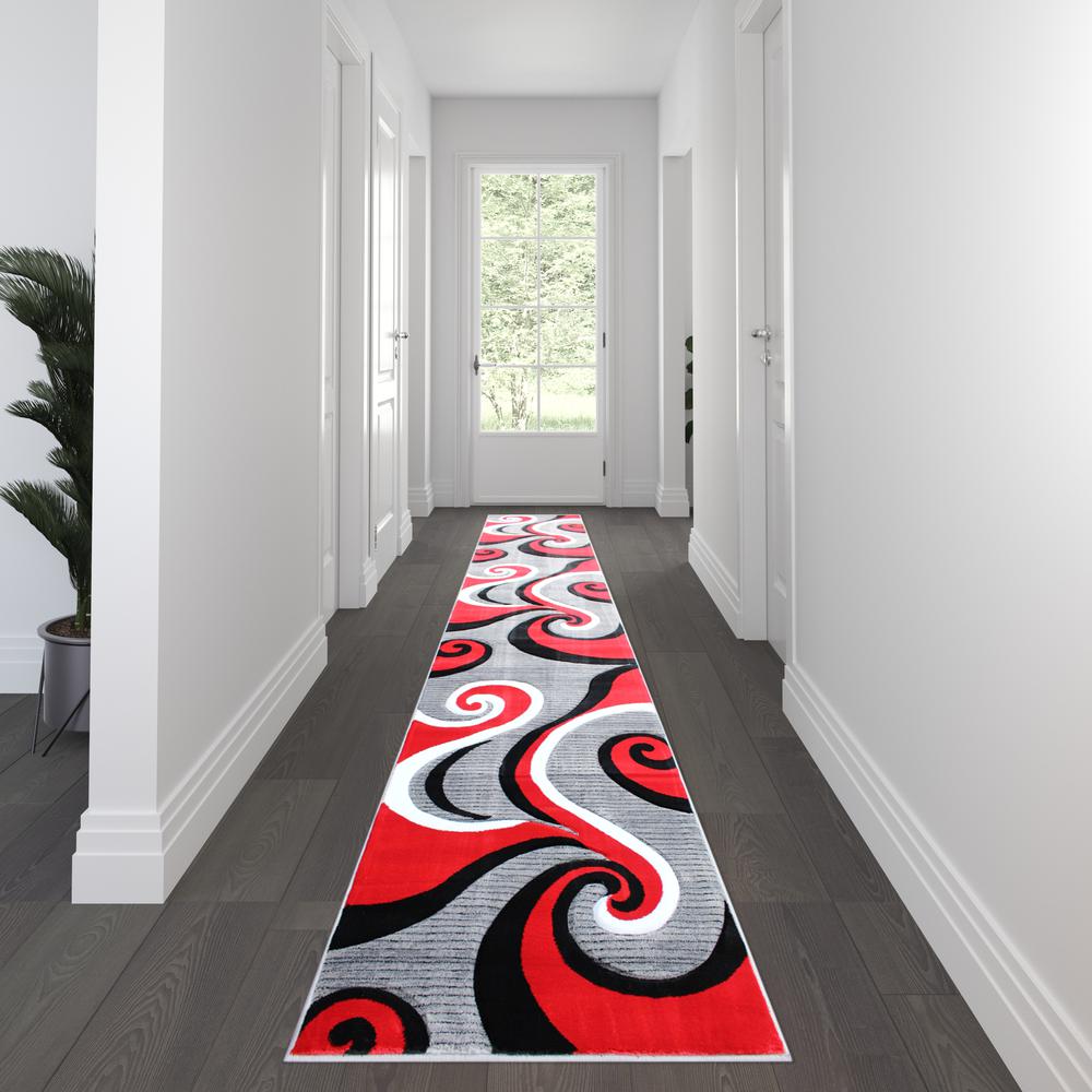 3' x 16' Red Abstract Area Rug - Olefin Rug - Hallway, Entryway, or Bedroom. Picture 2