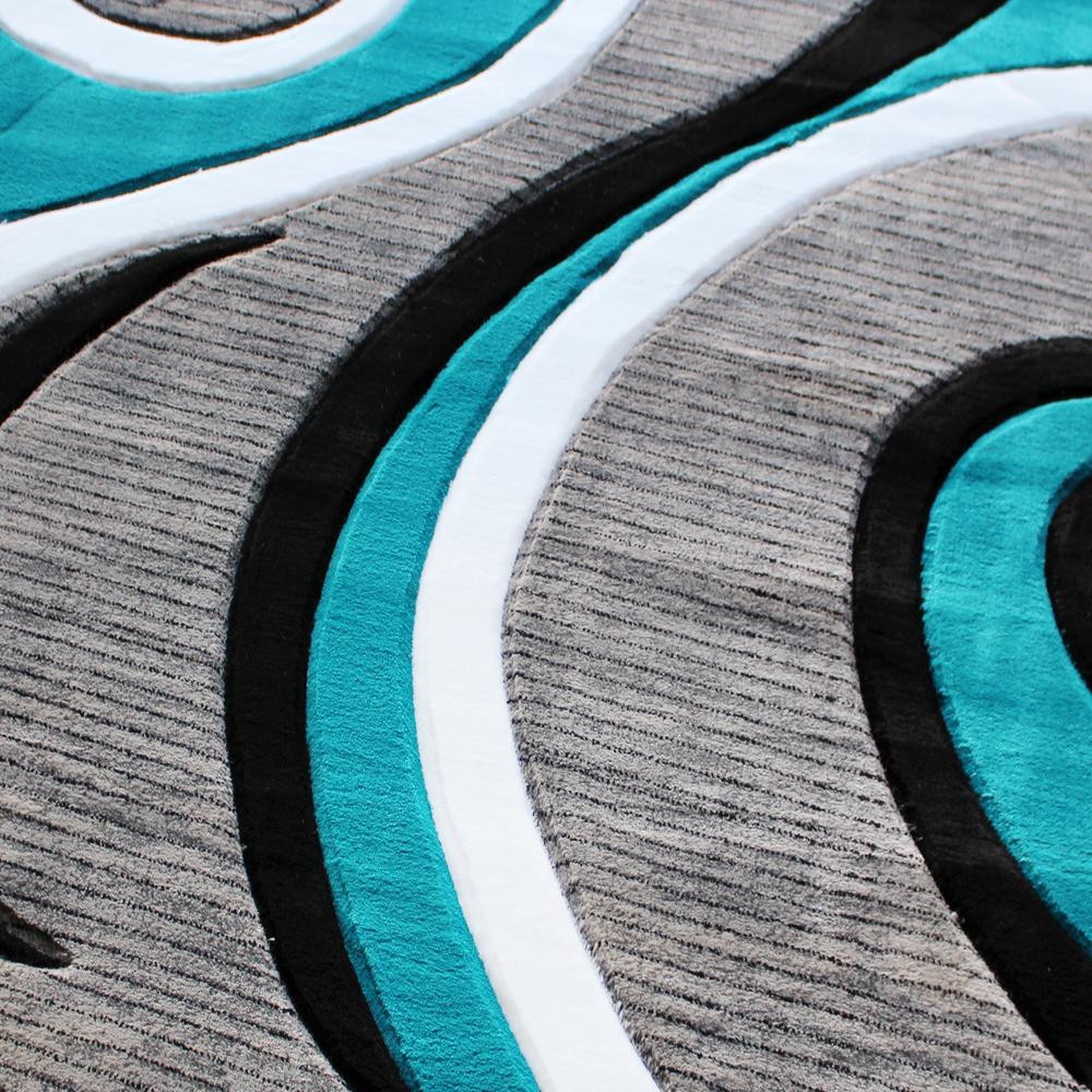 5' x 5' Turquoise Abstract Area Rug - Olefin Rug - Hallway, Entryway, or Bedroom. Picture 7