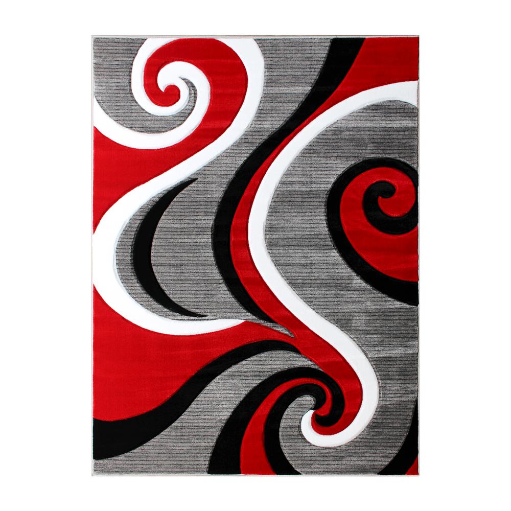 5' x 7' Red Abstract Area Rug - Olefin Rug - Hallway, Entryway, or Bedroom. Picture 1