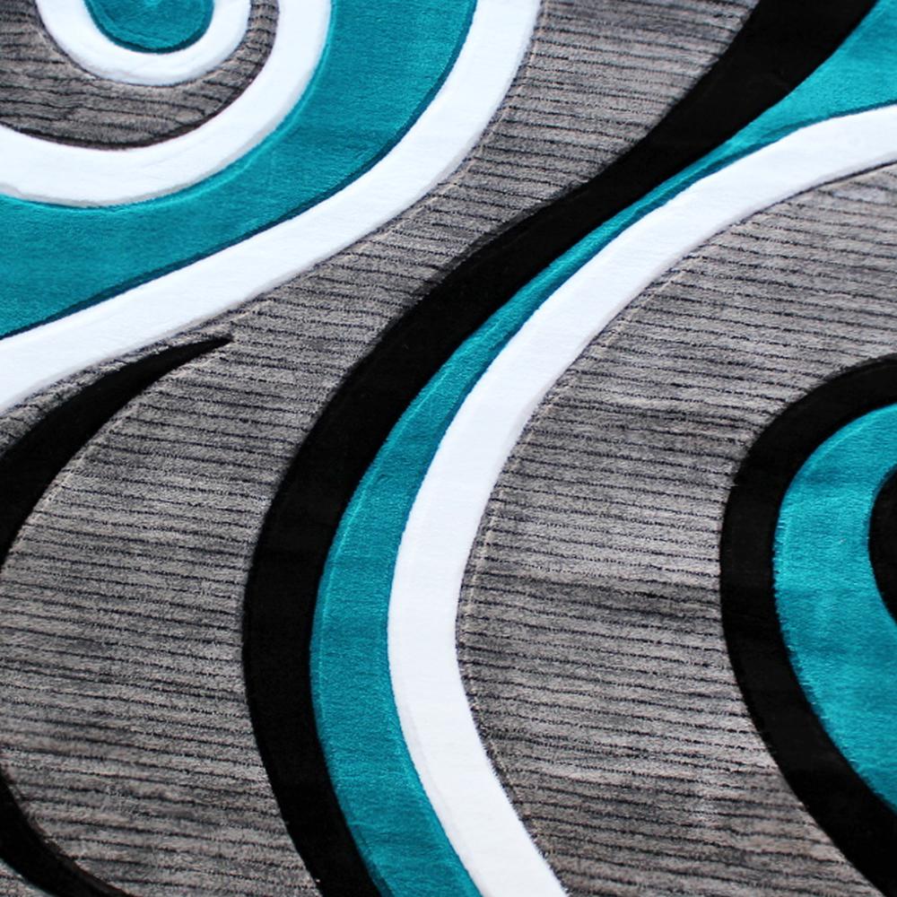 8' x 8' Turquoise Abstract Area Rug - Olefin Rug - Hallway, Entryway, or Bedroom. Picture 7