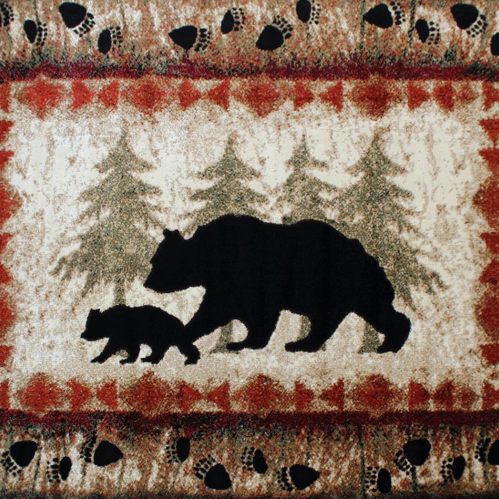 6' x 9' Rustic Lodge Wandering Black Bear and Cub Area Rug with Jute Backing. Picture 7
