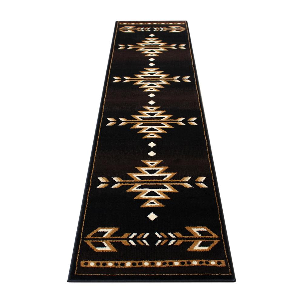 Amado Collection Southwestern 2' x 7' Brown Area Rug - Olefin Accent Rug with Jute Backing - Living Room, Bedroom, Entryway. The main picture.