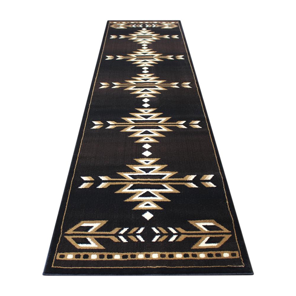 Amado Collection Southwestern 3' x 10' Brown Area Rug - Olefin Accent Rug with Jute Backing - Living Room, Bedroom, Entryway. The main picture.