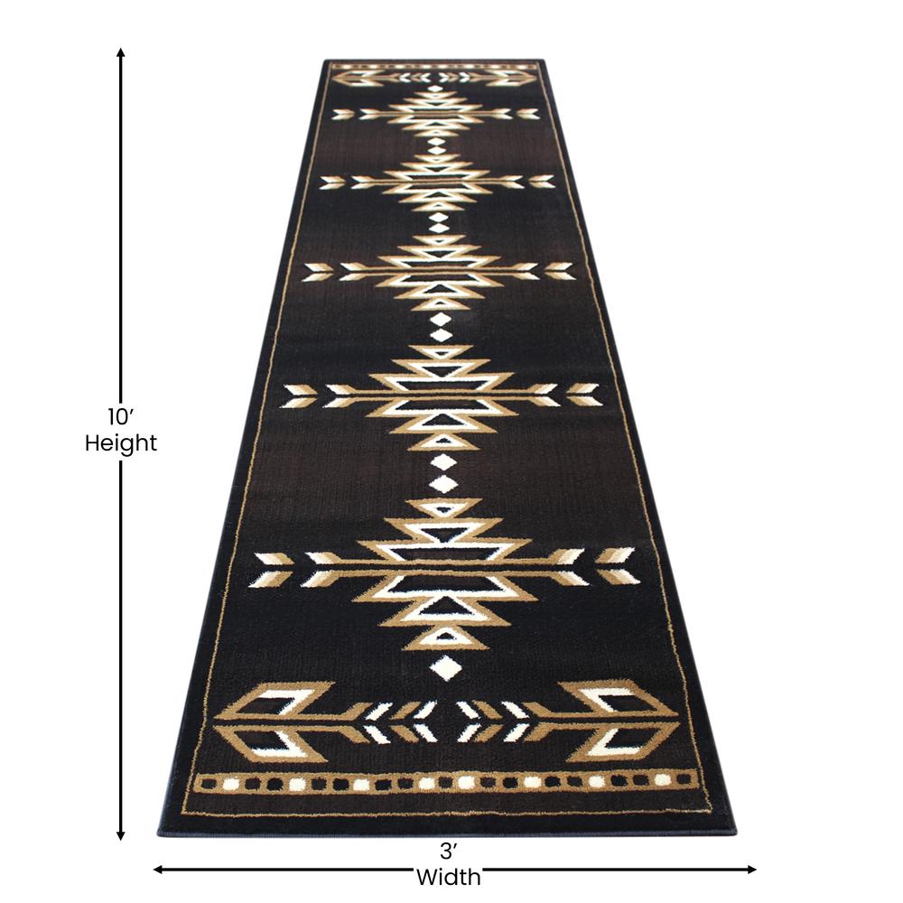 Amado Collection Southwestern 3' x 10' Brown Area Rug - Olefin Accent Rug with Jute Backing - Living Room, Bedroom, Entryway. Picture 4
