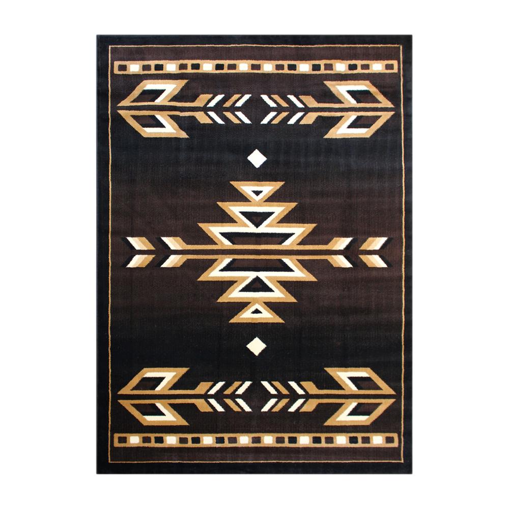 Southwestern 4' x 5' Brown Area Rug - Olefin Accent Rug with Jute Backing. Picture 1