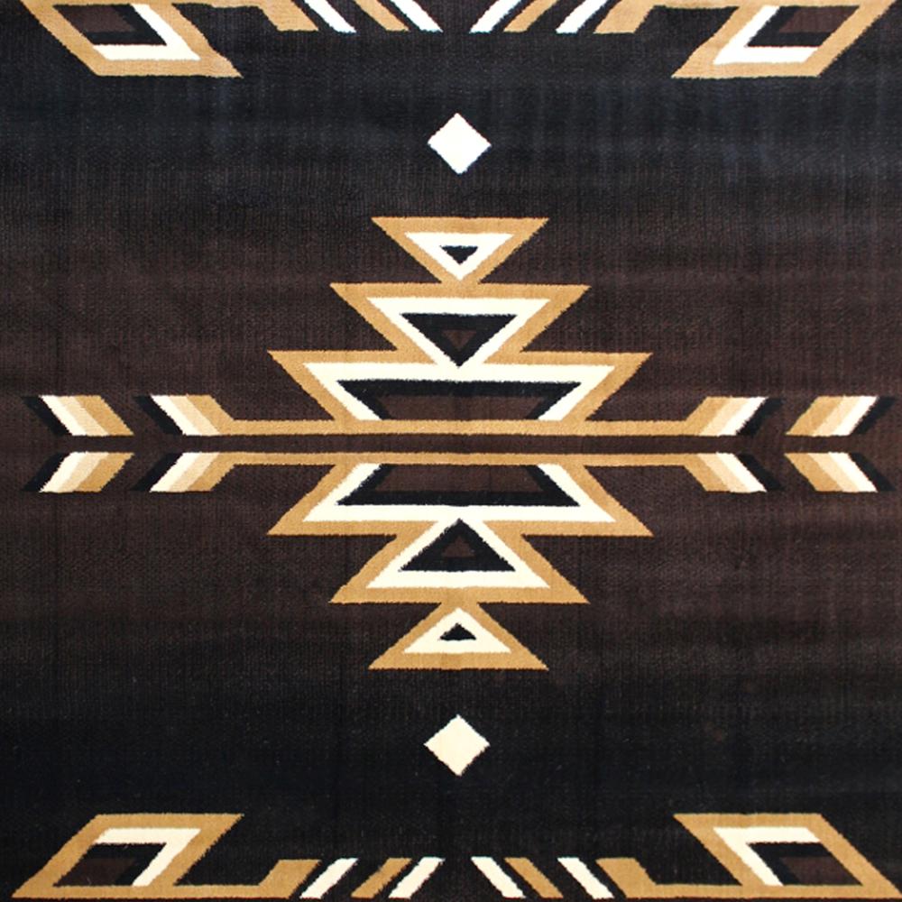 Southwestern 4' x 5' Brown Area Rug - Olefin Accent Rug with Jute Backing. Picture 7