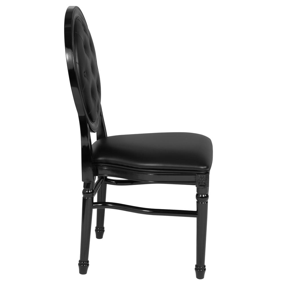 900 lb. Capacity King Louis Chair with Tufted Back, Black Vinyl Seat and Black Frame. Picture 3