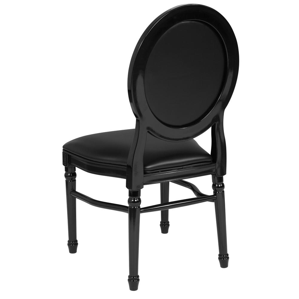 King Louis Chair with Tufted Back, Black Vinyl Seat and Black Frame. Picture 5